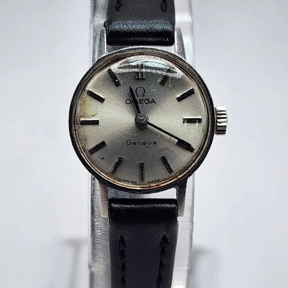 Omega Watch 511.0426 Geneve 19mm Women's Silver X Black manual 17 Jewels working - Picture 1 of 13